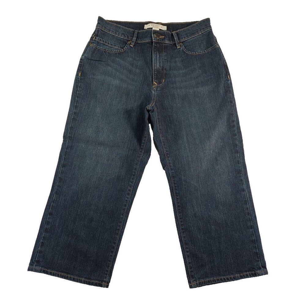 Old Navy At Waist Cropped Capri Jeans Women's size 8 Stretch Peddle Pushers